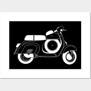 Vespa 90 Super Sprint White Outline Posters and Art